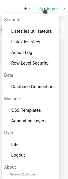 admin menu